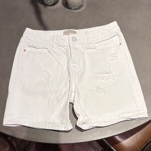 ZARA White Distressed Denim Shorts